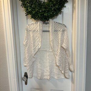 NY Collection Cream Open-Knit Cardigan